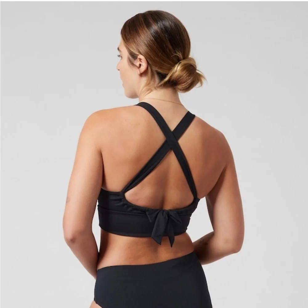 NWT ATHLETA Black Plunge Bikini Swim Top Small D-DD - Picture 2 of 4